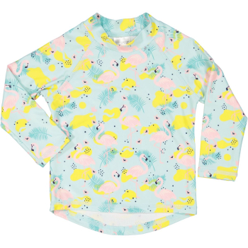 Nur noch 146/152: Geggamoja Langärmeliges UV-Shirt (UV 50+) Rosa Flamingos / Palmen