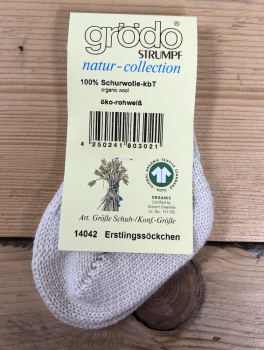 Grödo Erstlingssöckchen Naturweiss (Grösse 50-56)
