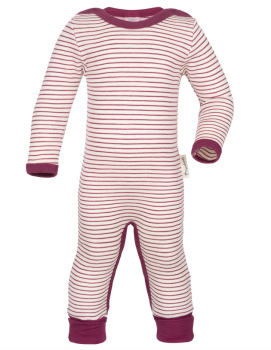 Preview: Engel Natur: Schlafoverall, Wolle/Seide, Ringel-Natur