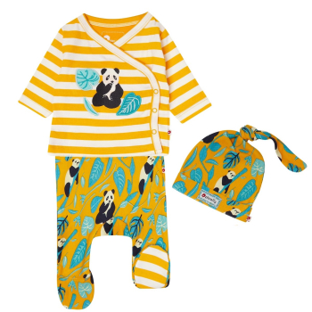 3-teiliges Kleider-Set von Piccalilly "Panda", Bio-Baumwolle, GOTS-zertifiziert