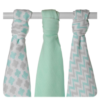 Preview: Xkko Mullwindeln Bambusviskose 70x70 cm, 3er-Pack - gemustert