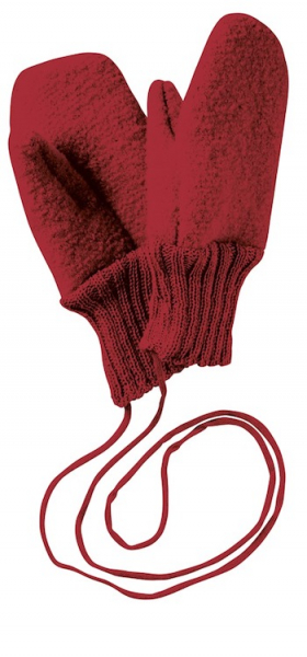 Einzelstücke Bordeaux/Lagoon/Curry: Disana Walk-Handschuhe / Fäustlinge mit Band