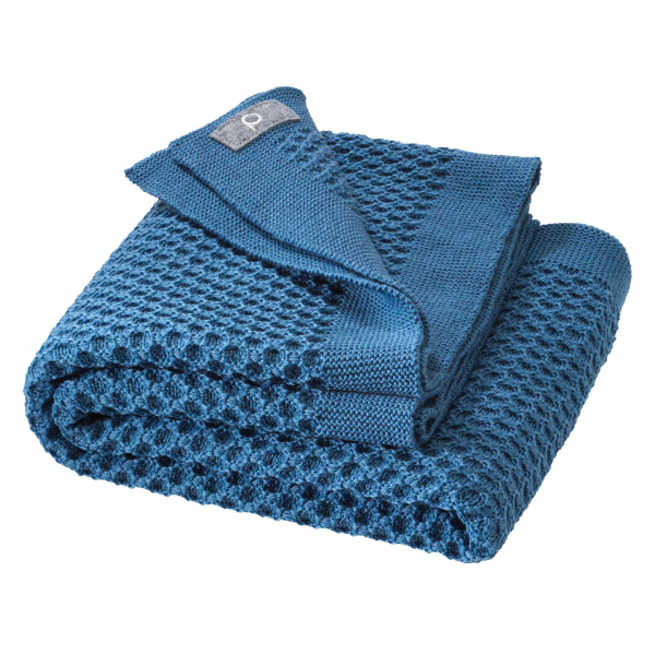 Disana Waben-Strickdecke, 80x100 cm, Taubenblau