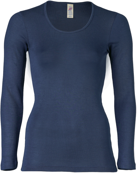 Engel Natur Damen-Langarmshirt Wolle-Seide Marine