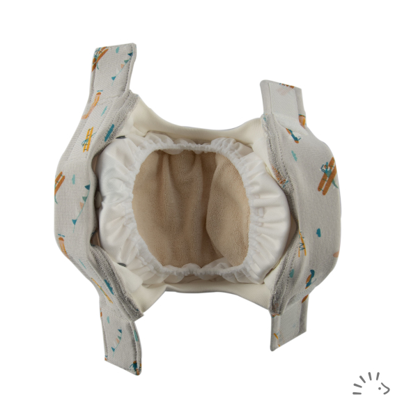 Abhaltewindel "Easy Free": Aussenwindel inkl. Innenwindel und Einlage, Feinripp (Bio): Flugzeuge