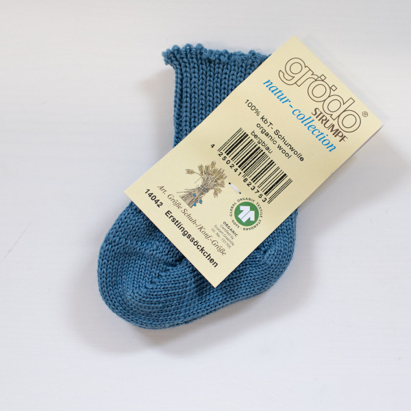 Grödo Erstlingssöckchen Bergblau (Grösse 50-56)