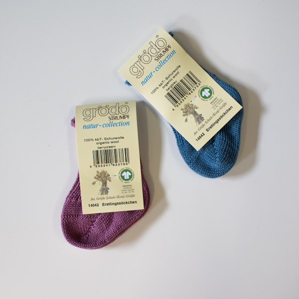 Grödo Erstlingssöckchen Bergblau (Grösse 50-56)