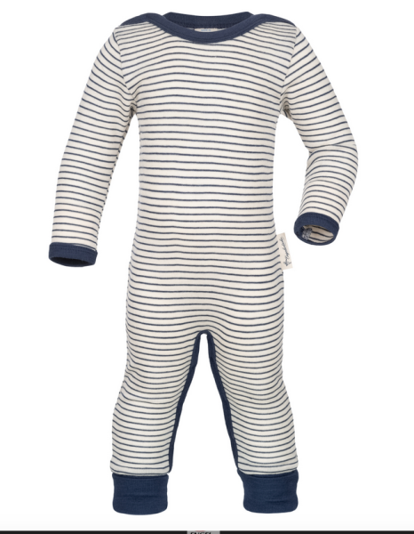 Engel Natur: Schlafoverall, Wolle/Seide, Ringel-Natur