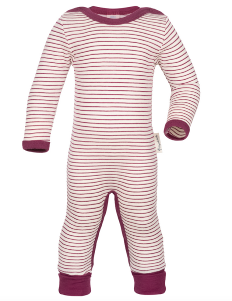 Engel Natur: Schlafoverall, Wolle/Seide, Ringel-Natur