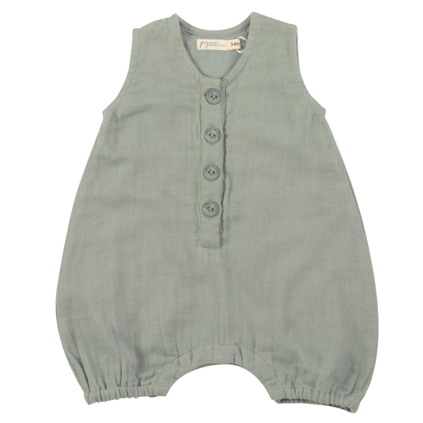 Nur noch Gr. 62/68: Sommer-Overall (Musselin) von Pigeon Organics: Grün