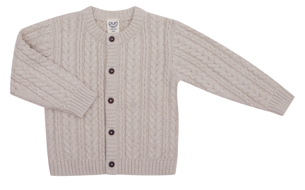 Puri Cardigan Zopfmuster, Farbe: Oyster Grey (74/80 - 86/92)