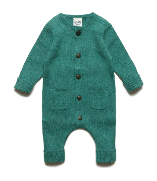 Puri Overall Baumwolle/Wolle, Rippenstrick, Waldgrün
