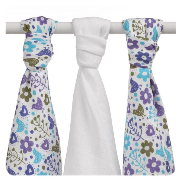 Xkko Mullwindeln Bambusviskose 70x70 cm, 3er-Pack - gemustert